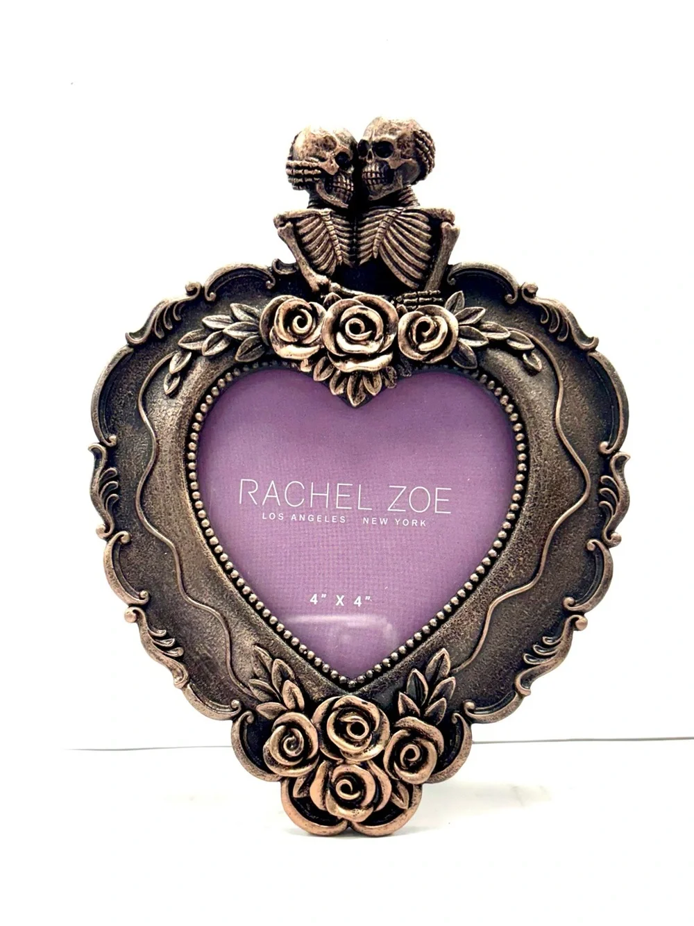 Rachel Zoe Skeleton Heart Picture Frame  4x4 Bronze & Copper Easel Back F441006